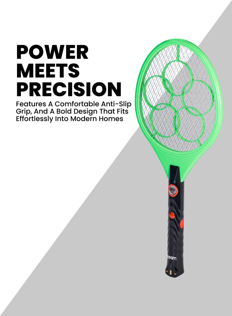 TEAM Mosquito Swatter Racket | Electric Fly Swatter with LED Light, Comfortable Switch, BS Plug, 1400mAh Battery | Bug Zapper for Indoor & Outdoor Pest Control - Image 3